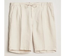 Easy Fit Leinen Shorts Off White