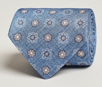 Silk Oxford Printed Flower 8cm Krawatte Blue