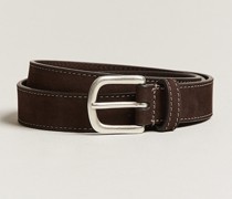 Slim Stitched Nubuck Leder Belt 2,5 cm Dark Brown