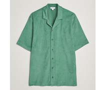 Towelling Camp Collar Shirt Thyme Green