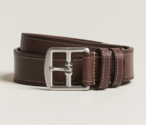 Bridle Stiched 3,5 cm Leder Belt Brown