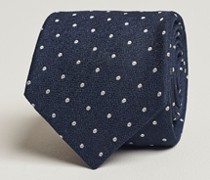 Dotted Silk/Leinen Krawatte Navy