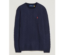 Woll/Cashmere Cable Rundhalspullover Hunter Navy