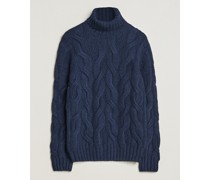 Woll/Cashmere Heavy Stricked Structured Polo Navy