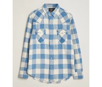 Buffalo Flannel Western Shirt Indigo/Cream