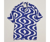 Viscose Resort Kurzarm Shirt Blue Rippling
