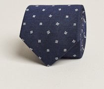 Silk/Woll 8cm Printed Flower Krawatte Navy