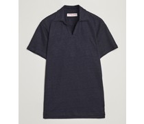 Felix Placket Kurzarm Leinen Polo Night Iris