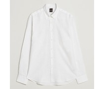 Regular Fit Button Down Leinen Shirt White