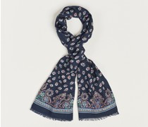 Printed Woll/Seidentuch Navy