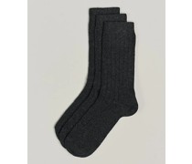 3-Pack Supreme Woll/Cashmere Sock Antracite Melange