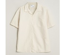 Baumwoll/Leinen Kurzarm Shirt Ivory White