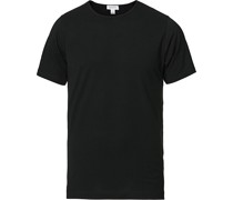 Superfine Baumwoll Rundhalsausschnitt Tshirt Black