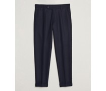 Perin Tech Flannel Bundfaltenhosen Dark Blue