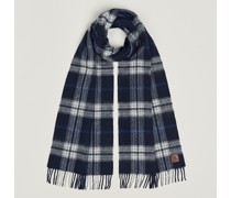 Merino Woll Check Halstuch / Schal Blue