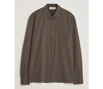 Washed Baumwoll Jersey Shirt Dark Brown