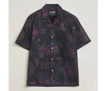 Japanese Floral Jacquard Camp Shirt Black