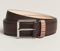 Leder Stripe Gürtel Dark Brown