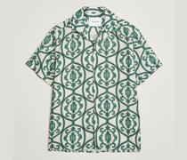 Ornament Print Tencel Shirt Ivory/Green