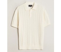 Cable Knit Kurzarm Polo Off White