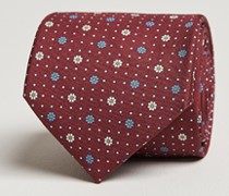 Printed Flower Silk Krawatte Burgundy