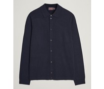 Merino Strickhemd Navy