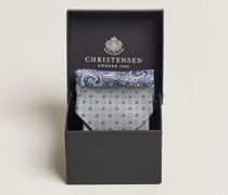 Box Set Silk Twill 8cm Krawatte With Einstecktuch Grey