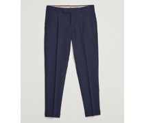 Slim Fit Pleated Glencheck Wollhose Navy