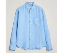 Regular Fit Garment Dyed Leinen Shirt Capri Blue
