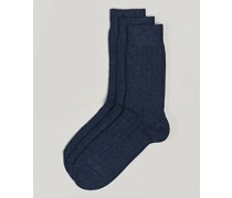 3-Pack Supreme Woll/Cashmere Sock Dark Blue Melange