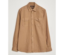 Safari Leinenhemd Khaki Brown
