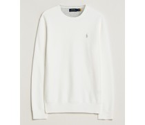 Textured Baumwoll Rundhals Sweater Deckwash White