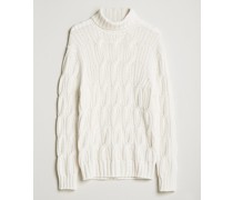 Cable Stricked Woll/Cashmere Rollkragen Off White