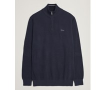 Baumwoll Pique Half-Zip Sweater Evening Blue