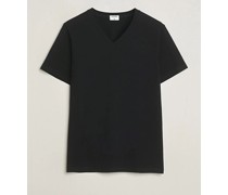 Organic Baumwoll V-Neck T-Shirt Black