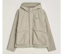 Cropped Ripstop Hooded Jacket Warm Grey