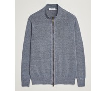 Chevron Washed Donegal Leinen Zipper Dusk