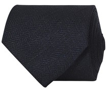 Leinen Herringbone 8cm Krawatte Navy