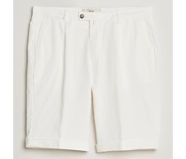 Pleated Baumwoll Shorts White