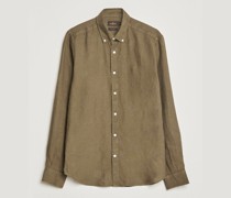 Douglas Leinen Buttondownhemd Dark Green