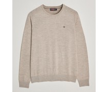 Merino Rundhalsausschnitt Pullover Khaki Melange
