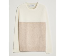 Brodick Block LambsWoll Pullover Sand/Off White