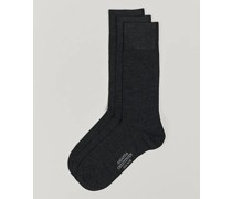 3-Pack Icon Woll/Baumwoll Socks Antracite Melange