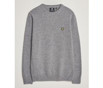 LambsWoll Rundhalsausschnitt Pullover Mid Grey Melange