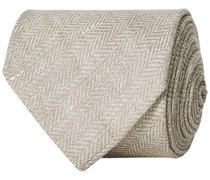 Leinen Herringbone 8cm Krawatte Ecru