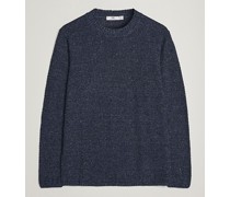 Moss Stiched Leinen Rundhalsausschnitt Dark Blue