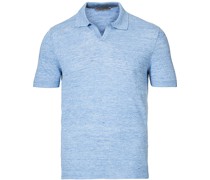 Stricked Leinen Polo Blue
