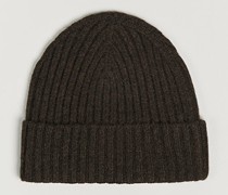 Rippstrickted Kaschmirmütze Brown Melange
