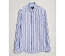 Slim Fit Striped Leinen Shirt Blue/White