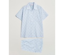 Shortie Printed Baumwoll Pyjamaset Blue